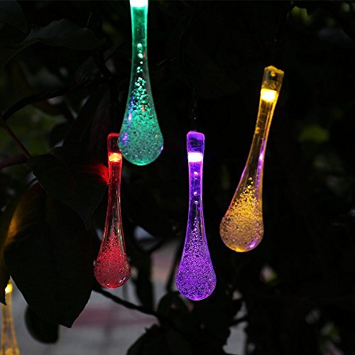 image for Icicle Solar String Lights, 15.7ft 8 Light Modes 20 LED Water Drop Fai