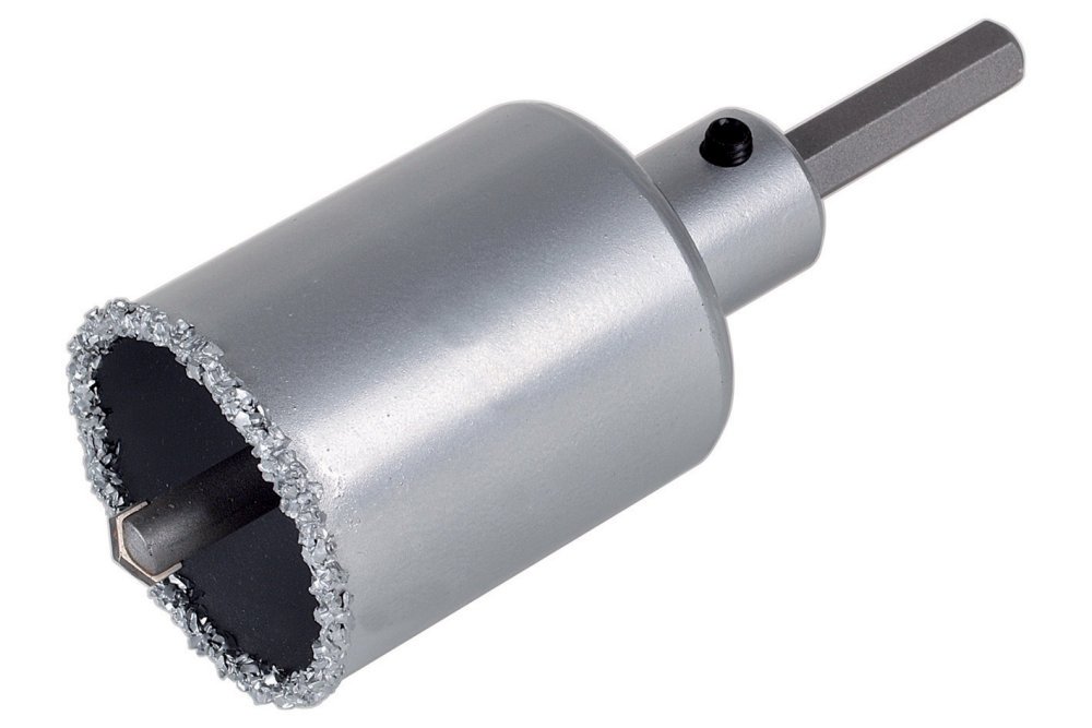 wolfcraft Annular Bit, Tungsten Carbide Coated, with Mandrel I 3899000 I for Plumbing and Electrical installations in Brick Walls and Stone, Cutting Depth 55 mm