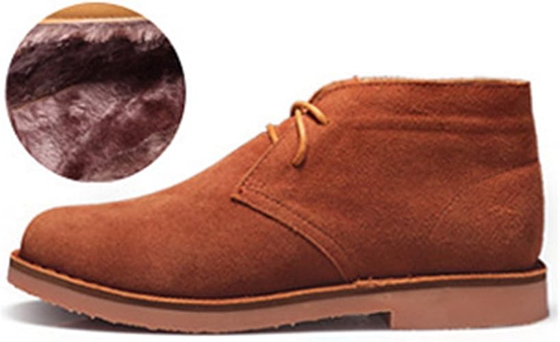Amazon 人気ブーツ 短靴 裏ボア 保温 防寒 防滑 クラシック レスアップ チャッカブーツ ワークブーツ エンジニアブーツ フラットシューズ カジュアル 通勤通学 メンズ 男性用 24 0cmー27cm 茶色 人気新作 ブーツ