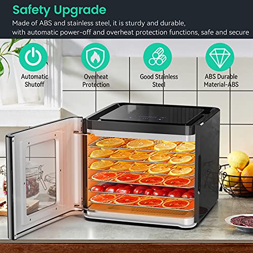 SENDRY Food Dehydrator with 6 Stainless Steel Trays, LED Touch Control