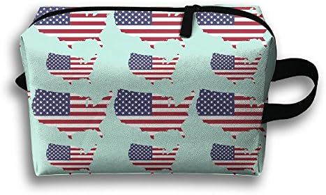USA FLAG MAP Printed Travel Toiletry Bag Multifunction Portable Bag Cosmetic Bag For Home Office Camping Sport Gym Outdoor