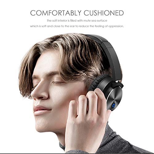 Active Noise Cancelling Bluetooth Headphones Over Ear Wireless Headphones with Mic, Comfortable Protein Earpads 30H Playtime, Foldable Headphones for Travel/Work - Black - Thumbnail 6