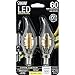 Feit Electric - Decorative Clear Glass Filament LED Dimmable 60W Equivalent Soft White (2700K) Flame Tip Chandelier Bulb, Pack of 2 (BPCFC60/827/LED/2)