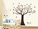 Pretty Princess Bedroom Colorful Flowers Butterfly Owls Birds Around Tree Nursery Wall Art Stickers Decal Home Decor Decorate Removable for Nursery Baby Girls Kid's Room