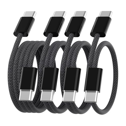 USB C auf USB C Kabel 60W：[2M+1M+1M+0.5M] 4Stück Ladekabel USBC USBC Schnellladekabel Nylon Datenkabel USB Typ C Ladekabel Kompatibel mit iPhone 17 16 15 Galaxy S26 S25 S24 S23 iPad MacBook