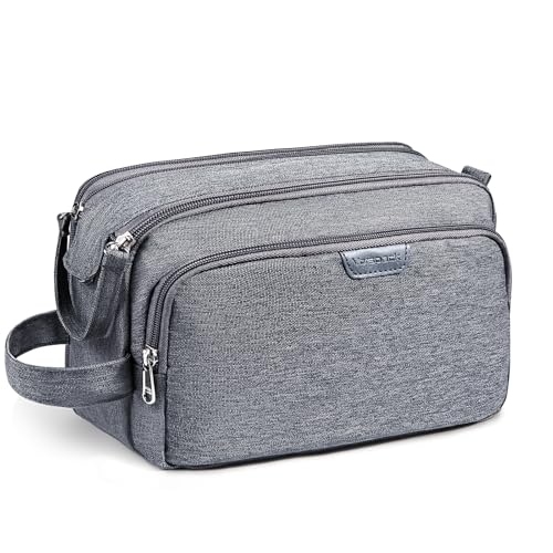 Vorspack Travel Toiletry Bag - Water Resistant Travel Bag for Toiletries, Cosmetics, Accessories, Gifts for Men - Grey