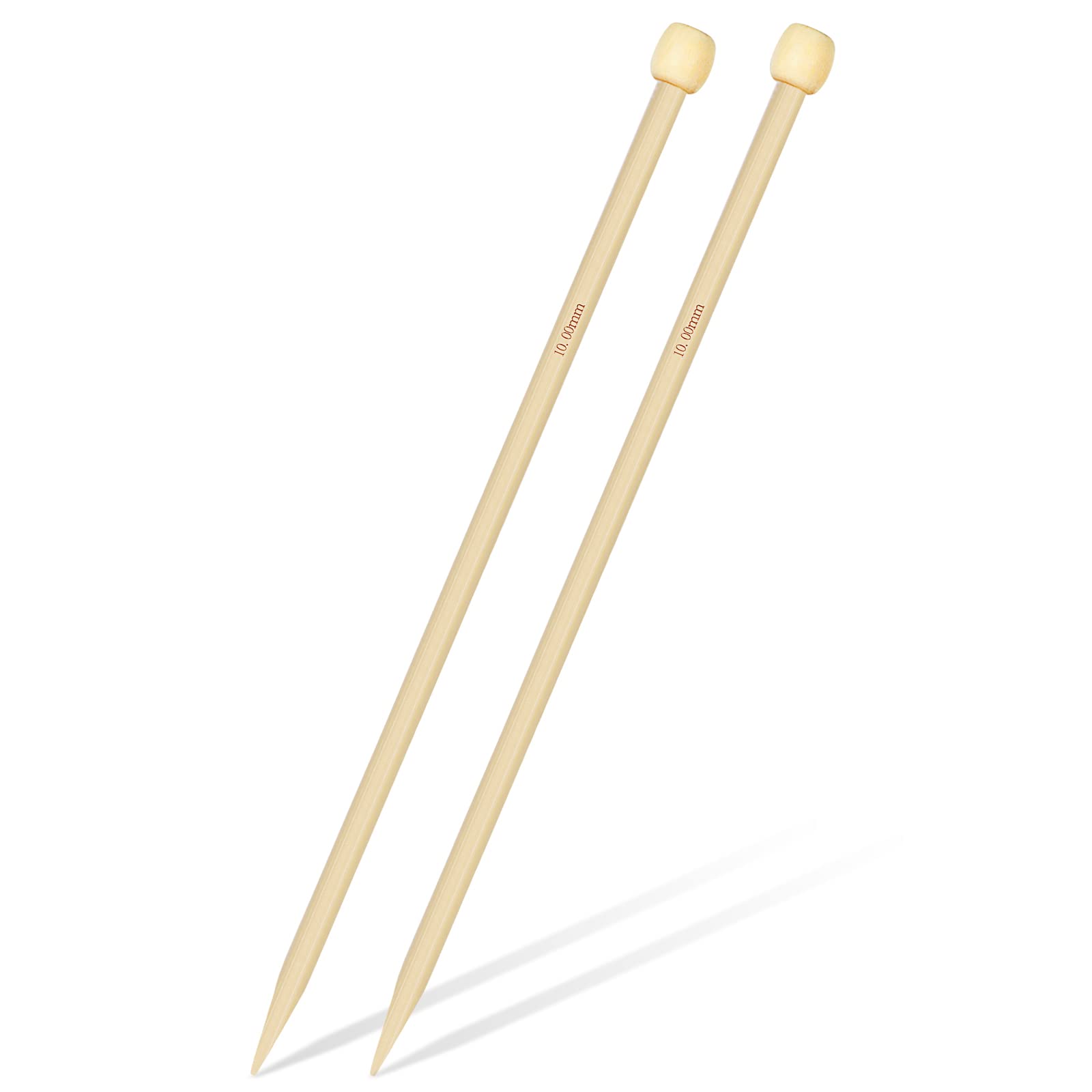 Aeelike Bamboo Knitting Needles 10mm UK, 35cm Long Chunky Wooden Knitting Needles Straight for Beginners, 10mm Large Knitting Needles for Chunky Yarn Wool or Blanket — image 1