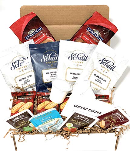 Coffee Gift Box Set, Shortbread Cookies, Hot Cocoa, and Tea