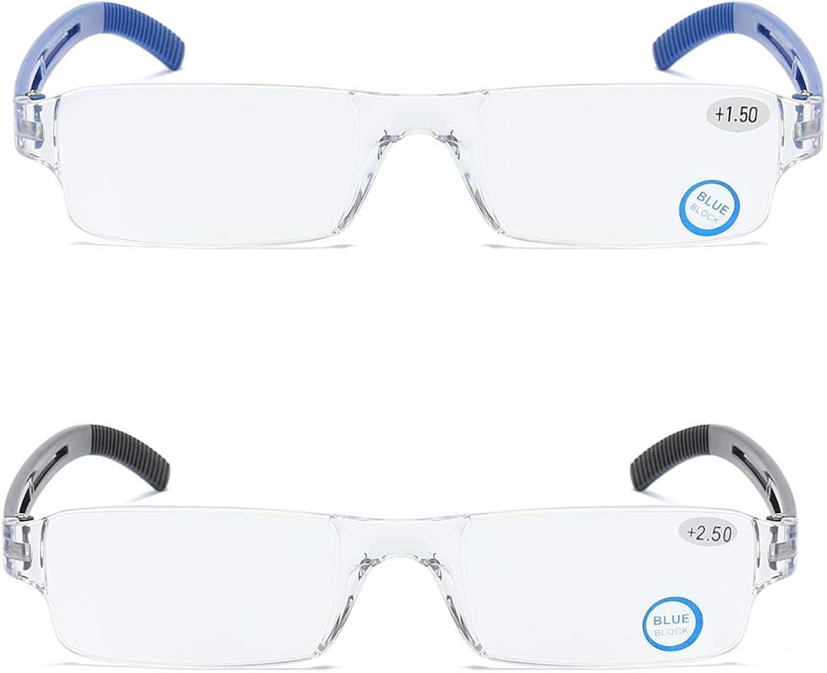 2 pieces frameless reading glasses vision aid with blue light filter anti blue light reading aid for women and men +2.5 - Image 3
