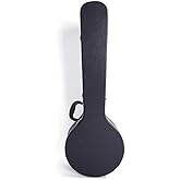 Ktaxon Banjo Hard Case with Micro Groove Pattern Leather, Wooden Banjo Cases Made of PVC, for 5/6 String Full Size Resonant B
