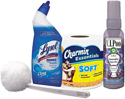 Boardwalk Deluxe Bowl Mop, 10" Handle, Plastic, White + Lysol Toilet Bowl Cleaner + Downy Unstopables Spring In-Wash Scent Booster Fabric Enhancer ,13.2oz + AirWick Toilet Spray Lavender