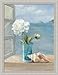 Coastal Floral I by Danhui NAI Blue Bath Bathroom Wall Art Print Framed Décor