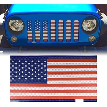 American 4wheel Grill Mesh Insert Bug Screen Insert Grille American USA Flag for 2007-2018 Jeep Wrangler JK JKU & Unlimited Rubicon Sahara Sport