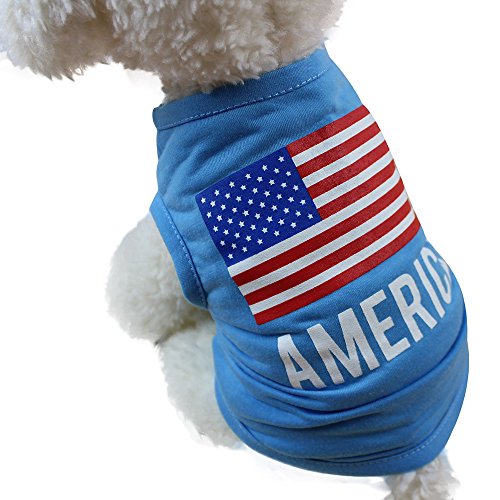 WEUIE Hot Sale American Flag Cute Pet Vest Clothing Small Puppy Costume Summer Apparel (M,Blue)