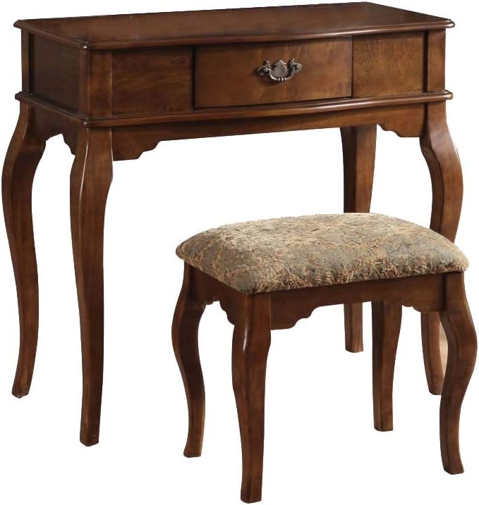 Amazon Com Acme Maren Oak Vanity Desk And Stool Furniture Decor