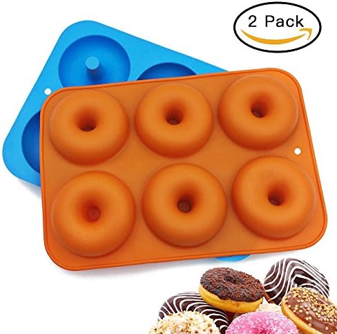 LETSPARTY 2 Pack Donut Baking Pan, Silicone Maker, Non-Stick Mold, Bake Full Size Perfect Shaped Doughnuts