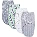 BaeBae Goods Swaddle Blanket, Adjustable Infant Baby Swaddling Wrap Set of 4, Baby Swaddling Wrap Blankets for Boys and Girls Made in Soft Cotton (0-3 Months, Green/Grey Triangles)