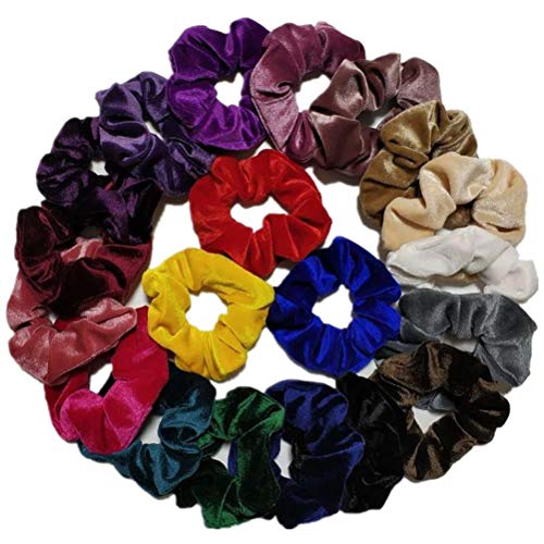 20 Pack Hair Scrunchies Velvet Elastics Hair Ties Scrunchy Bobbles Hair Accessories Bands Ties Ropes Scrunchie for Women or Girls, 20 Pcs Bright Colorful