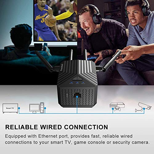 Prescitech WiFi Range Extender X12, Covers Up to 1500 Sq Ft and 25 Devices with AC1200 Dual Band Wireless Signal Booster, Internet Repeater, Extends Wi-Fi to Home & Garden