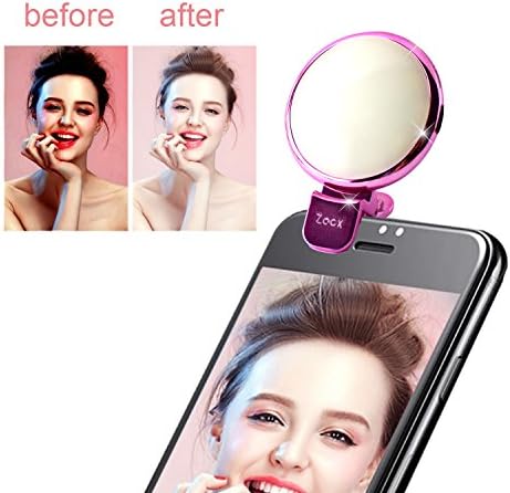 Zacx Selfie Ring Light, Dimmable and USB Rechargeable for iPhone, Samsung Galaxy and More, Altra Compact Design - Pink