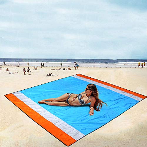 Mumu Sugar Sand Free Beach Mat, Quick Drying Portable Compact Lightweight Beach Mat - Water/Heat Resistant–Sand Proof Outdoor Beach Blanket for Travel, Camping, Hiking and Music Festivals (82‘’×79‘’)