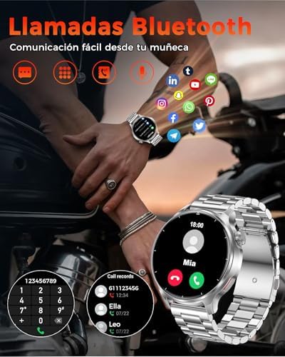 Relógio Inteligente Masculino, Bateria de 1000 mAh, Grande Ecrã HD de 1,52''