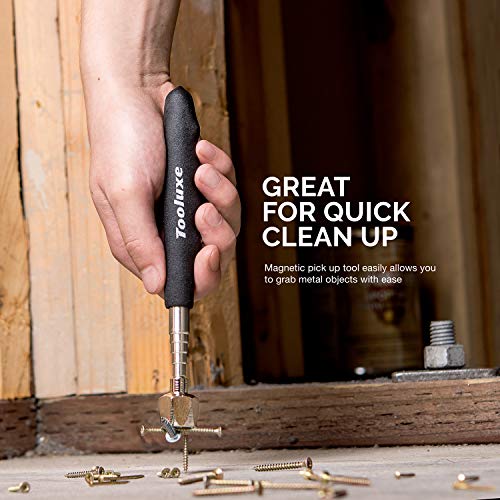Tooluxe 20731L Magnetic Pick Up Tool and Inspection Mirror Set, 3-Piece | Telescoping Handle with Additional Mirror Attachment - Thumbnail 4
