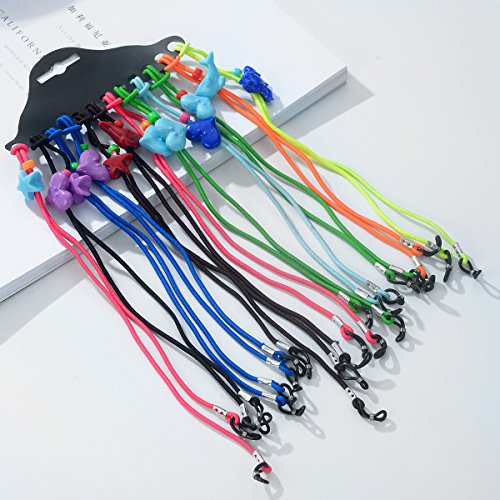 CROISSANT 12pcs Colorful Elastic Adjustable Nylon Cord Safety Kids Eyeglass Rope Chains Holder Eyewear Cord Neck Strap ã€Exquisite Gift Packagingã€‘
