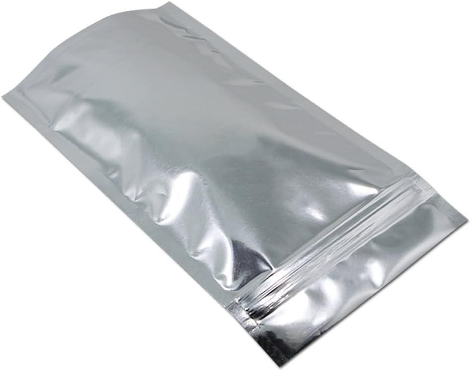 100pcs 6.3x9.4 inch Stand Up Pouch Clear Silver Zipper Lock Resealable Aluminum Mylar Foil Plastic Packaging Bag for Zip Heat Seal Package Lock Smell Proof with Tear Notch Long Term Food Storage - Image 5