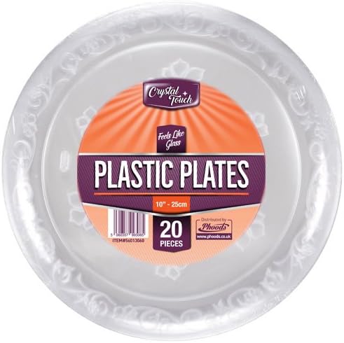 Clear Plastic Disposable Party Plates Hard Extra Strong Heavy Duty Reusable Dinner Plates (10"-25cm)