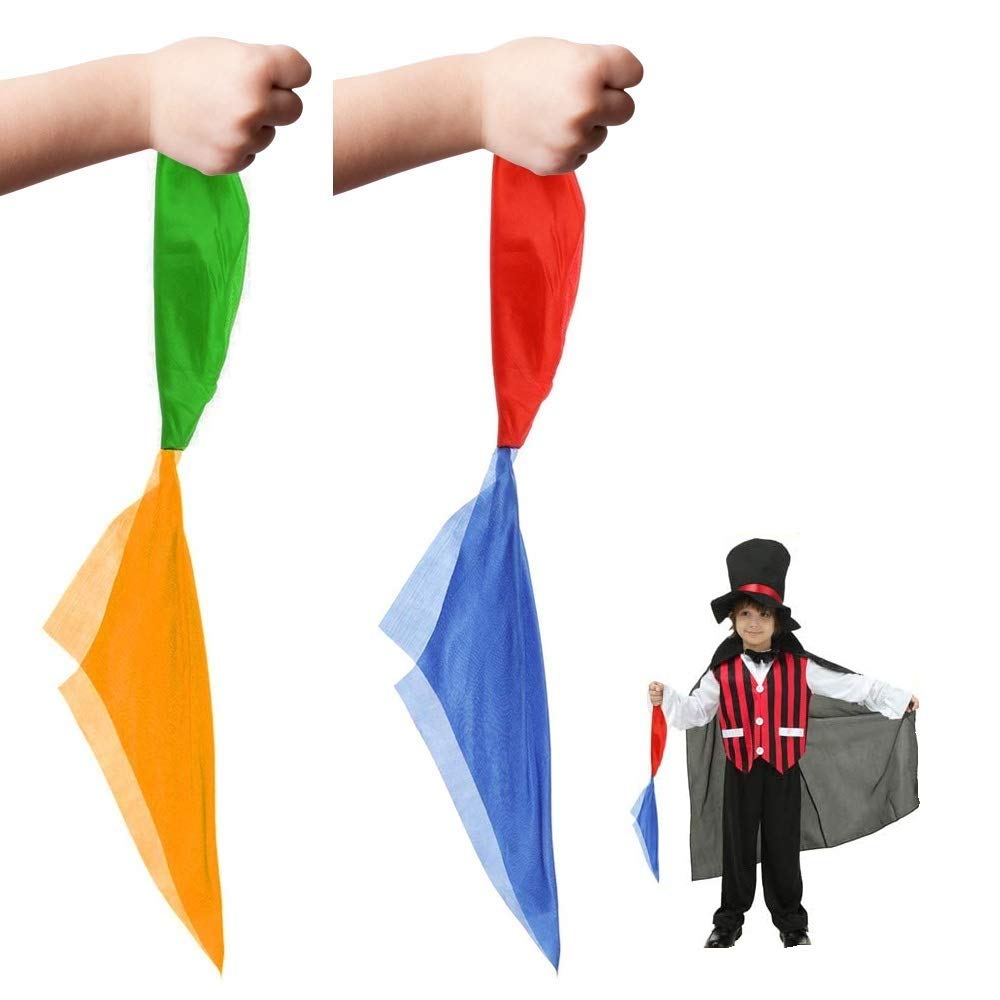 SNAGAROG 2 Pack Magic Scarf Hanky Props Scarf Color Changing Handkerchief Easy Hanky Magic Trick Set Street Magic Trick Props Magic Trick Supplies for Kids Adult Children’s Parties Birthday Gift