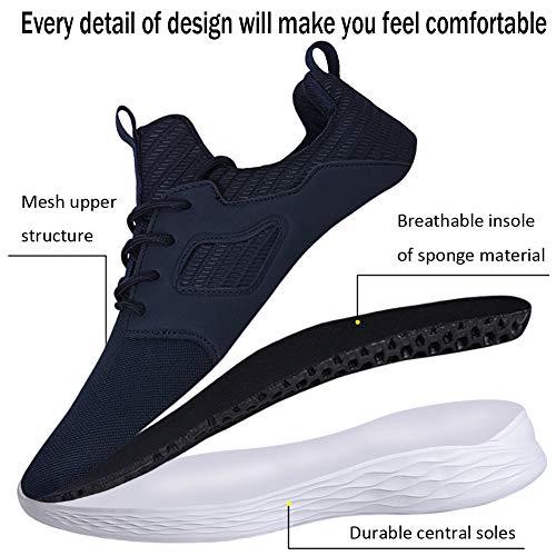 DierCosy Mens Running Shoes Tennis Shoes Mesh Breathable Lightweight Slip on Gym Walking Sneakers Blue 10.5