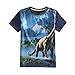 Coralup Kids Lifelike Print Dinosaur T-Shirt H4304(5-6 Years,Blue)