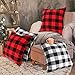 AerWo Buffalo Plaid Pillow Covers 18x18 Set of 2, Red and Black Buffalo Check Throw Pillow Covers, Cotton Linen Christmas Pillow Covers Cushion Cases for Christmas Winter Home Decorations