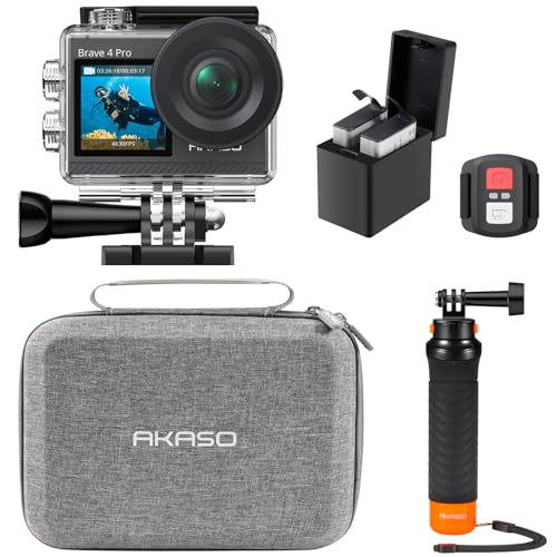 AKASO Brave 4 Pro Action Cam 4K30FPS 20MP mit Schwimmender Handgriff Tasche