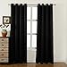 PDTXCLS MUDHEN Blackout Curtains-52 W X 84 L Inch,Set of 2 Panels Room Darkening Drapes,Grommet Top,Thermal Insulated,Toxic Free Energy Smart with Bonus Tie Back(Black)