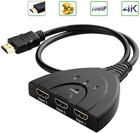 3 Port 4K HDMI Switch 3 x 1 HDMI Splitter with Pigtail Cable Support 1080P 3D Player HD Audio 3 In 1 Out