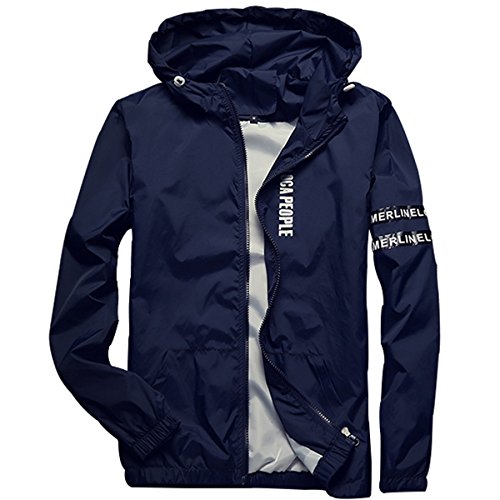 Homaok Men's Lightweight Breathable Jacket Medium Dark Blue