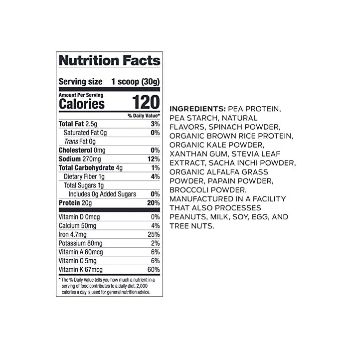 Vega Protein and Greens Vanilla (25 Servings, 26.8 Ounce) Vegan Plant