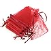 Akstore 100pcs 3.6x4.8''(9x12cm) Organza Gift Bags, Drawstring Pouches - Jewelry, Party, Wedding Favor, Candy Bags (Red)