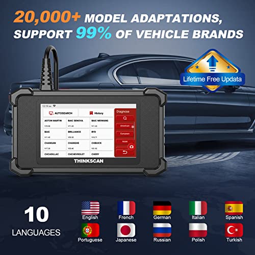 THINKCAR OBD2 Scanner, 2023 Newest THINKSCAN SR4 Car Diagnostic Scan Tool Lifetime Free Update, ABS/SRS/ECM/TCM System Diagnostic + Oil/EPB/SAS Reset Code Reader, Battery Test, AutoVIN, Android 7.0