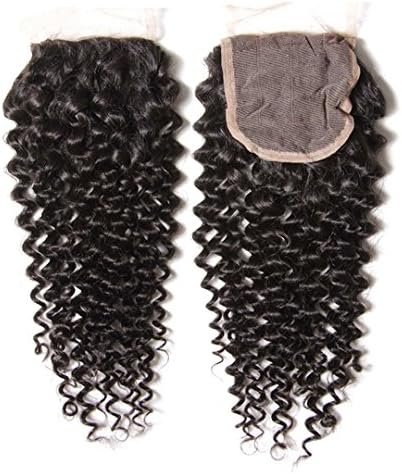 Donmily Top Quality Brazilian Curly Hair Closure 10'' to 20'' Human Hair Lace Closure, Brazilian Virgin Hair Lace Closure Curly Hair (10 Inch Closure)
