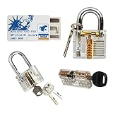 Transparent Padlock AND Mini-Transparent Keychain Padlock | 4pc Lock Pick Set by Solid Gifts