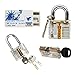 Practice Lock Set, Transparent Cutaway Crystal Pin Tumbler Keyed Padlock, Lock Practice Tools for Locksmith, Include 3 Common Types for Pick Set