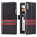 iPhone Xs Max Wallet Case Leather - iPulse Milan Series Designer Edition Italian Full Grain Leather Handmade Flip Case for Apple iPhone Xs Max (2018) with Magnetic Closure - Green/Red Strip