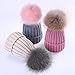 Coopay 24 Pieces Faux Fox Fur Pom Pom Balls DIY Fur Fluffy with Elastic Loop for Hats Keychains Scarves Gloves Bags Charms Knitting Accessories (Multicolor)