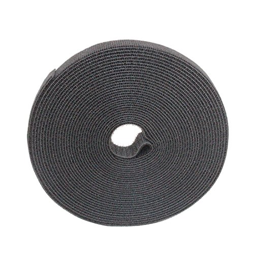 LiuTian fastening tape Cable Tie Double Side Nylon Strap Power Wire Management 1 Roll Hook (25m,Black)