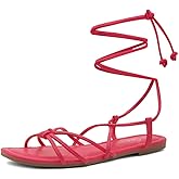 Shoe Land Women’s Flat Lace Up Sandals – Strappy Gladiator Sandals with Adjustable Crisscross Ankle Straps | Comfortable Open Toe Shoes for Summer, Beach & Travel