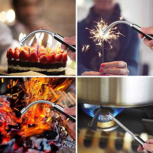 ANYI Arc Lighter, USB Rechargeable Electric Lighters with 360°Flexible Longer Neck and Safety Switch, Flameless & Windproof, Plasma Beam Lighter for Candle BBQ Fireworks Camping