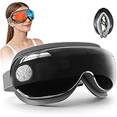 TSWONKS Eye Massager with Heat and Cooling, Eye Mask for Migraine, Heated Face Massager for Dry Eye Strain Relief Improve Sleep, Birthday Gifts for Women Men Black